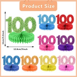 Justforjoyful 9pcs 100 Days of School Honeycomb Centerpiece for Happy 100th Day of Party Decoration Number 100 Table Topper Centerpiece for School Party 100 Year Old Birthday Anniversary Supplies