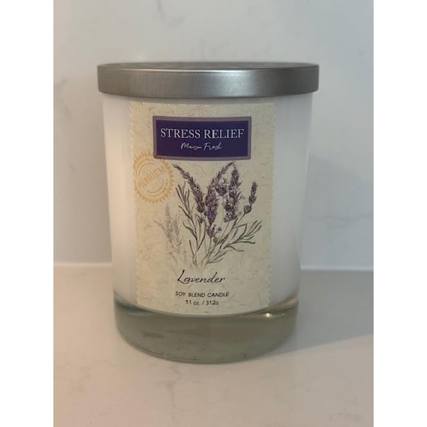 Scentsational Stress Relief Lavender Soy Blend Candle, 11 oz, White