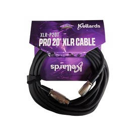 Kellards XLR-P20T Pro 20 ft XLR Microphone Cable, XLR Male to Female Cable 3-Pin Balanced Shielded Cable for Microphones, Mixers, Recording Studios, and Podcasts - Black