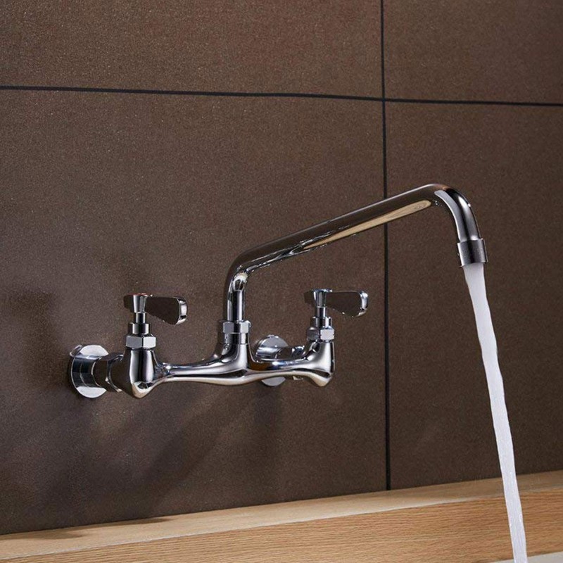Commercial Kitchen Faucet Wall Mount with 8 Inch Swivel Spout