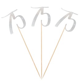 Silver Glitter 75th Birthday Centerpiece Sticks, 12-Pack Number 75 Table Topper Anniversary Party Decorations