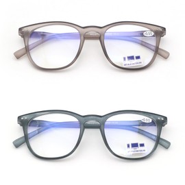 Reading Glasses for Women Men 2-Pack,GINGEREYE Stylish Blue Light Blocking Readers Eyeglasses w/Spring Hinge