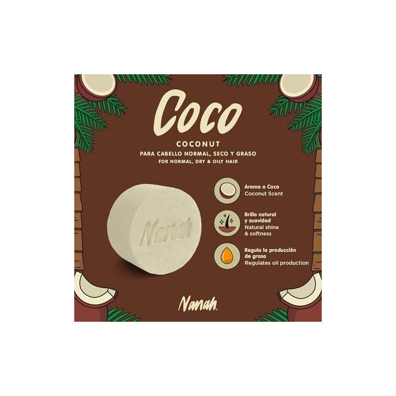 NANAH Shampoo en Barra para Cabello Seco con Aceite de