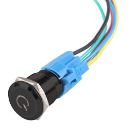 E Support 16mm 12V 3A Car White LED Light Power Metal Push Button Toggle Switch Socket Plug Black Shell