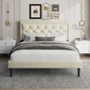 Sismplly Full Size Bed Frame with Velvet Button Tufted Headboard,