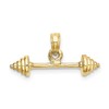 10k Yellow Gold Solid 3-Dimensional Dumbbell Charm Pendant