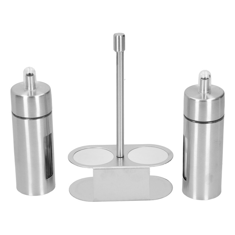 Stainless Steel Condiment Container Canister Set Seasoning Soy Bottle Kitchen