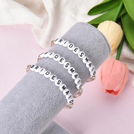 ShiQiao Spl Bridesmaid Gifts for Women Thank You Bridesmaid Maid of Honour Wedding Gifts for Her Letter Beads Bracelet Bridesmaids Gifts for Wedding Day Best Friend Junior Bridesmaid Bracelets 3 Pcs