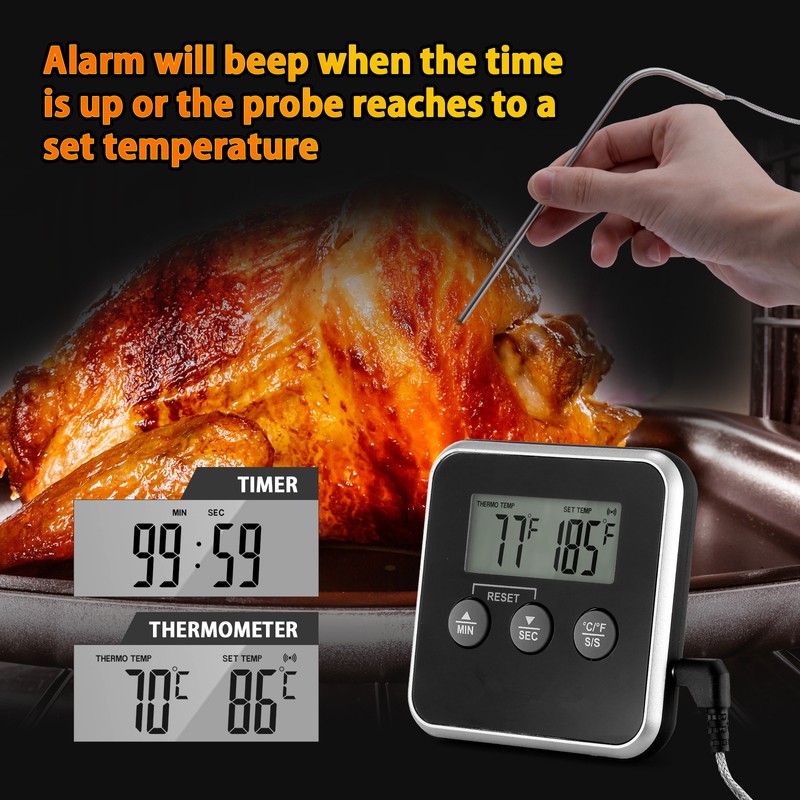 Digital Meat Thermometer Food Barbecue Thermometer BBQ Grill Smoker Thermometer