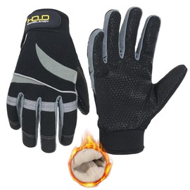 HANDLANDY Thermal Winter Work Gloves, Padded Safety Working Gloves, Cold Weather Mechanic Freezer Warehouse Construction Gloves (Grey-Grip, L)