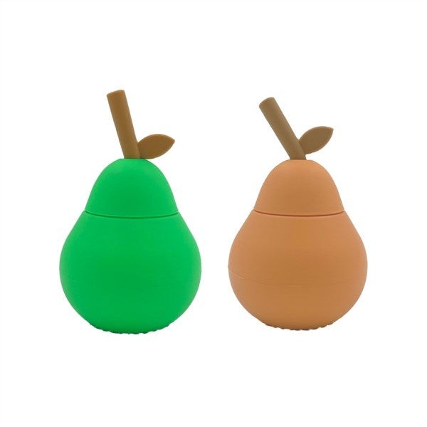 OYOY Pear Cup Duo | Apricot + Bright Green
