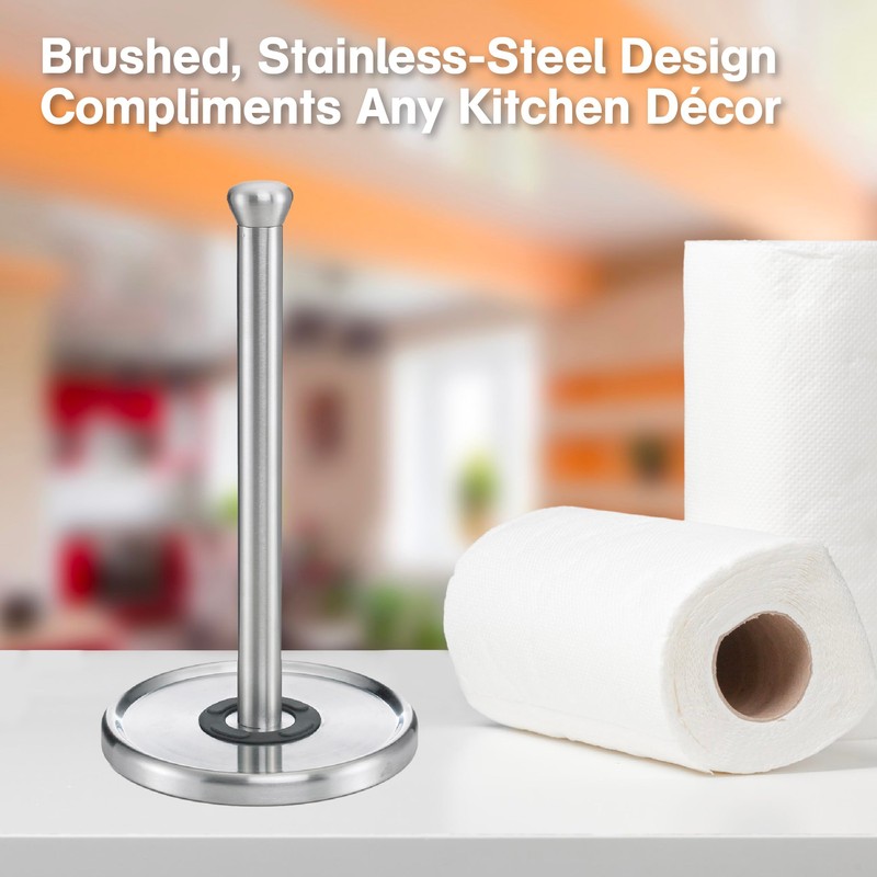 Polder Single-Tear Paper Towel Holder, Kitchen Organization and Storage, Stainless