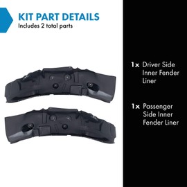 TRQ TRQ Black Stainless Steel Inner Fender Liner Set Compatible with 2010 Dodge Ram 2500/3500 2011-2013 Ram 2500/3500 (2 Piece)