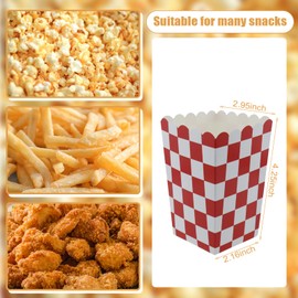 50 Pcs Popcorn Boxes Mini Paper Popcorn Box Cardboard Popcorn Container for Party Disposable Snack Candy Popcorn Bags Popcorn Holder for Movie Nights Birthday Wedding (Red Checkered)