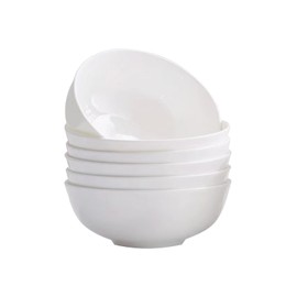 GRACIRI Large 20 oz White Fine Bone China Cereal Bowls, 6Inch Oversized Lightweight Porcelain Soup Salad Bowl Set of 6, Perfect Size for Oatmeal Pasta Rice Ice Cream Kitchen, Microwave Dishwasher Safe