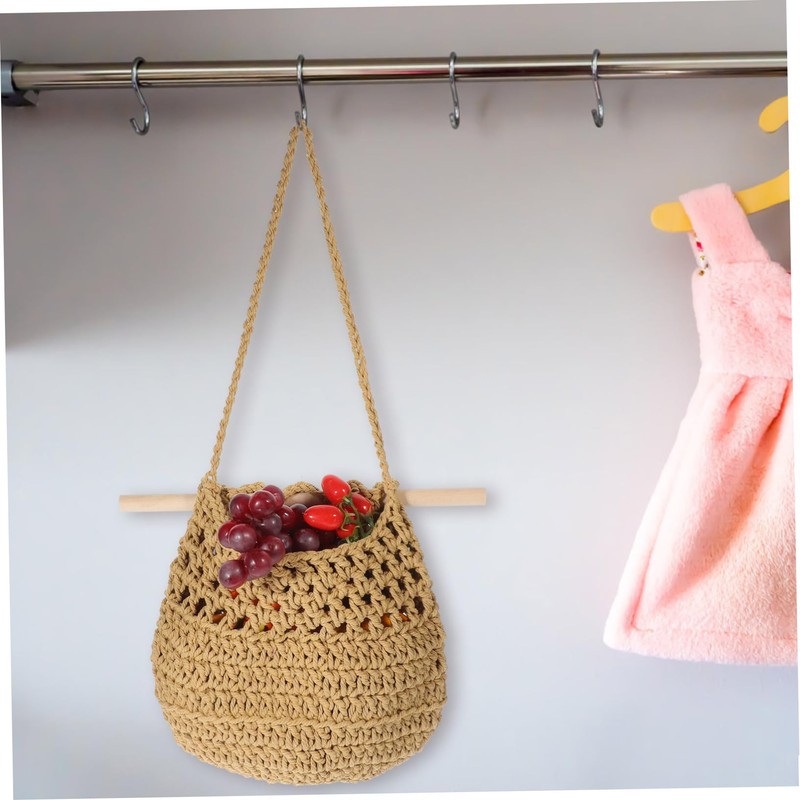 Levemolo Hanging Vegetable Basket Bohemia Style Woven Basket Wall Hanging