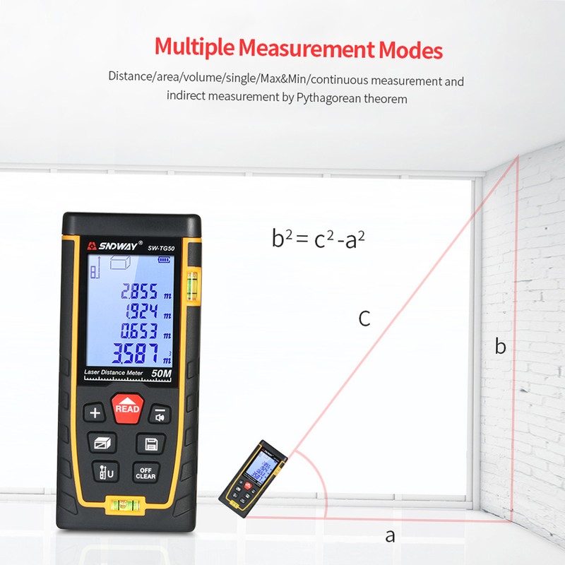 SNDWAY Handheld Digital Laser Distance Meter Portable Mini Range Finder