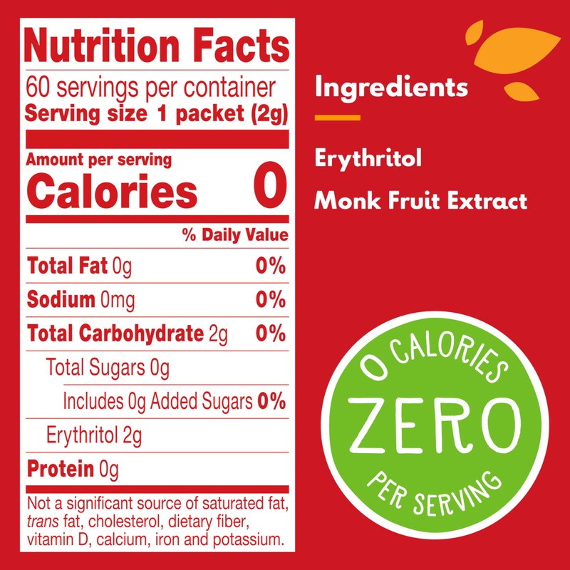 Truvia Calorie-Free Sweetener from the Monk Fruit Packets, 60 Count