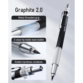 Nicpro 37PCS Art Mechanical Pencil Set, 4 PCS Metal Drafting Pencil 0.3mm & 0.5 mm & 0.7 mm & 0.9 mm & 2 PCS 2mm Lead Holder (6B 4B 2B HB 2H 4H) For Sketching Drawing With 20 Tube Lead Refills Case