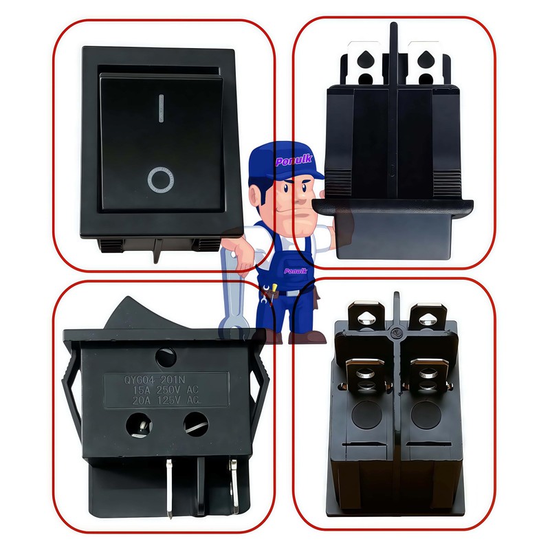Rocker Switch 15A-20A 125-250V AC 4 Pins 2 Position Toggle
