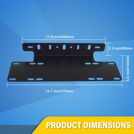 RIGODON 15 Inch Universal Bull Bar Black Light Bar Front Bumper License Plate Mount Bracket Holder for Offroad Driving LED Light Bar LED Work Light