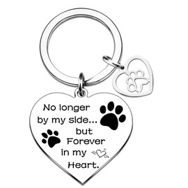 OZUEMUL Dog Passing Away Gifts Loss of Dog Sympathy Gift Dogs Bereavement In Rememberance Gifts No Longer by My Side Forever in My Heart Dogs Keychain Paw Prints Charm