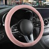 Binsheo 14 inch Pink Suede Steering Wheel Cover, Breathable Non-Slip