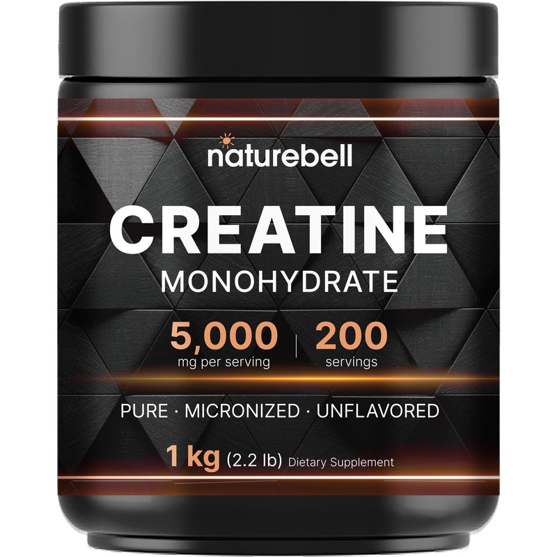 NatureBell Creatine Monohydrate Powder 1,000g, 5,000mg Per Serving, 200 Servings