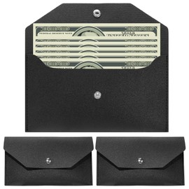 Rimoev 3 Pieces Cash Wallets for Women, Reusable Envelopes for Cash, PU Leather Cash Money Pouch Cash, Budget Binder, Waterproof Slim Budget Envelope for Money Receipt Cash Budget Holder (Black)