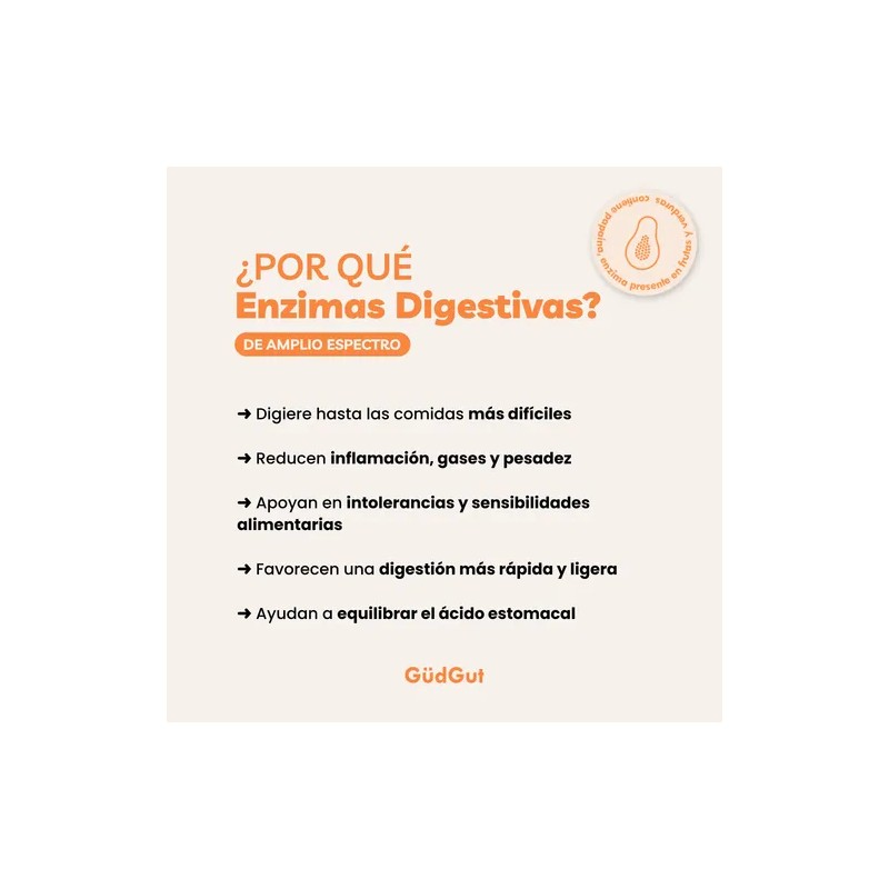 Gudgut Enzimas Digestivas De Amplio Espectro 60 Capsulas