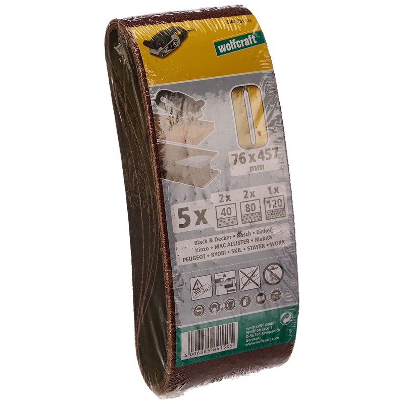 wolfcraft Fabric Sanding Belt Set 5 Pcs. I 8415000