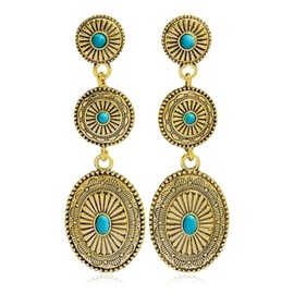 Western Jewelry Earrings for Women Silver Turquoise Dangle Hoop Accessories Country Concert Outfit Jewelry