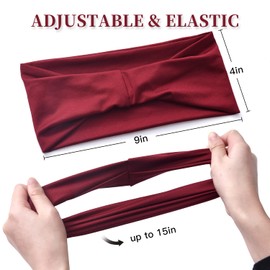 Carede - Paquete de 12 diademas anchas para mujer, antideslizantes, elásticas, bohemias, suaves, elásticas, para yoga, entrenamiento, correr, para el cabello de mujer, bandas elásticas para la cabeza, que absorben el sudor, colores sólidos, para la cabez