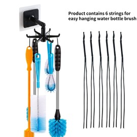 YeeBeny Water Bottle Brush Holder 360 Degrees Rotating Folding Hook Self-Adhesive 180 Degrees Vertical Flip Hook, Baby Bottle Brush Holder, Bottle Brush Holder (Black)