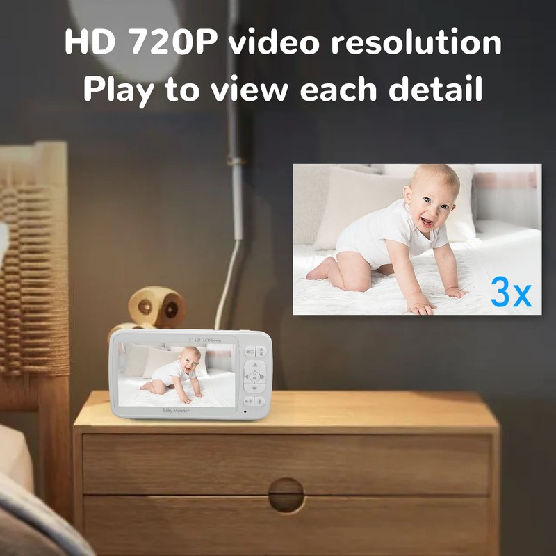 Baby Monitor 3X Magnification 2 Way Intercom Night Vision 1000ft