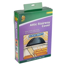 Duck Brand Stairway Attic Cover, Energy Saving Attic Insulation Cover Fits Openings up to 25.5 Inches by 54 Inches for Year-Round Weatherization, Black, 286209