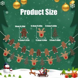 Christmas Banner Garland, Set of 2 Christmas Office Hanging Decoration, Gingerbread Man Christmas Party Decoration Ornaments for Home Party Fireplace Window Shelf Farmhouse Decor