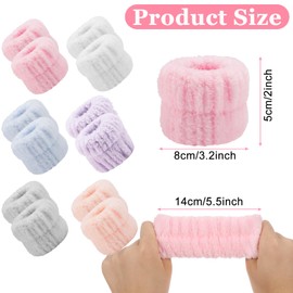 VZZNN 12 Pcs Women Face Wash Wristbands Microfiber Wrist Spa Wash Washband Wrist Bands for Washing Face, Absorbent Wrist Sweatband for Women Prevent Liquid from Spilling (Solid Color)