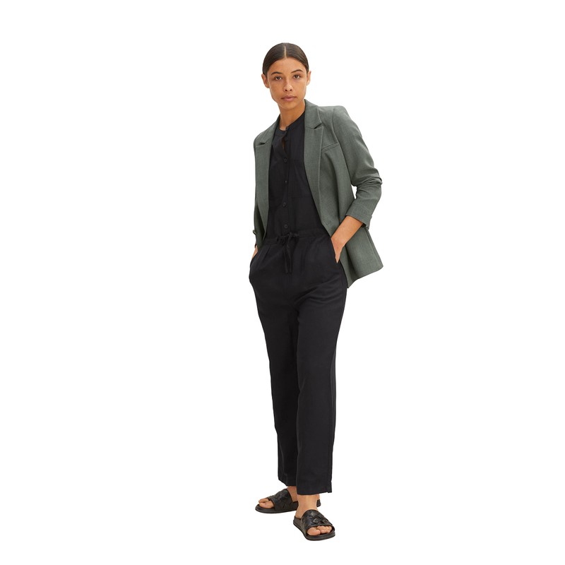TOM TAILOR Women's Linen Jumpsuit, 14482 - Deep Black