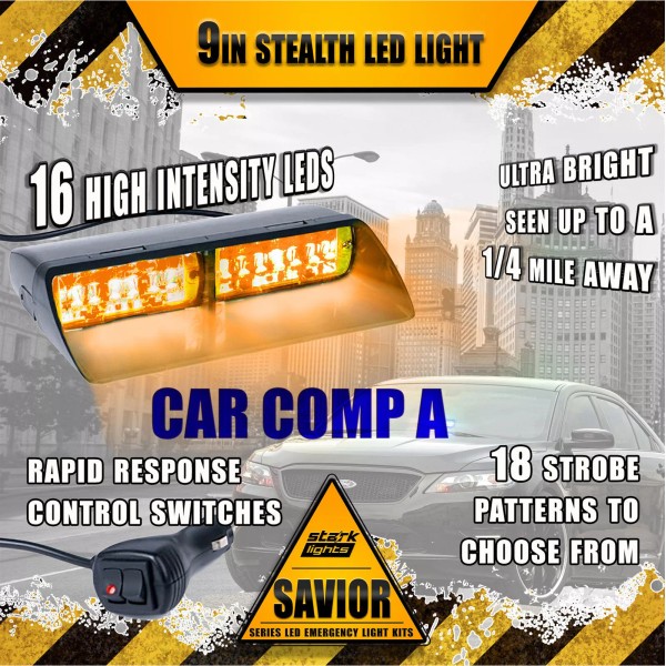 Stark 16 LED Dash Light Windshield Warning Flash Strobe Truck