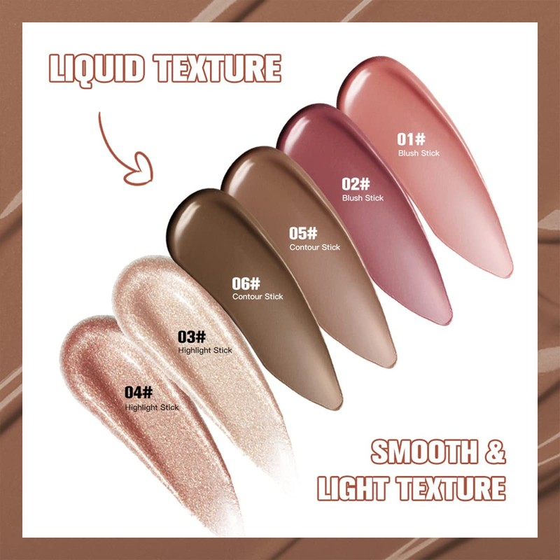 GECOMO Liquid Highlight Blush Eyeshadow Multifunctional Makeup Stick with Sponge