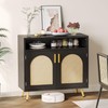 DWVO Buffet Sideboard Cabinet, Rattan Accent Storage Cabinet with Natural