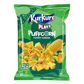 Kurkure Namkeen-Puffcorn (Yummy Cheese) Pouch, 52/55 Gram (Weight May Vary)