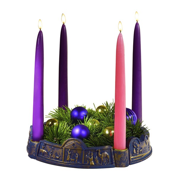 Abbey Gift (Abbey & CA Gift Journey to Bethlehem Resin Advent Wreath W/Candle Set, Multi