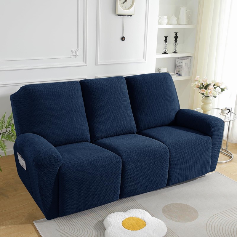 JIVINER 8-Piece Recliner Sofa Covers Stretch Jacquard Couch Covers for