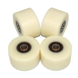 (50-30-8) Pack of 4 x 50 mm Diameter Machined Nylon Wheels - UK Based Inventory - (30mm wide-8mm Bearing)