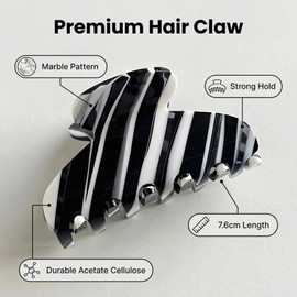 Medium Acetate Striped Hair Claw Clip for Women