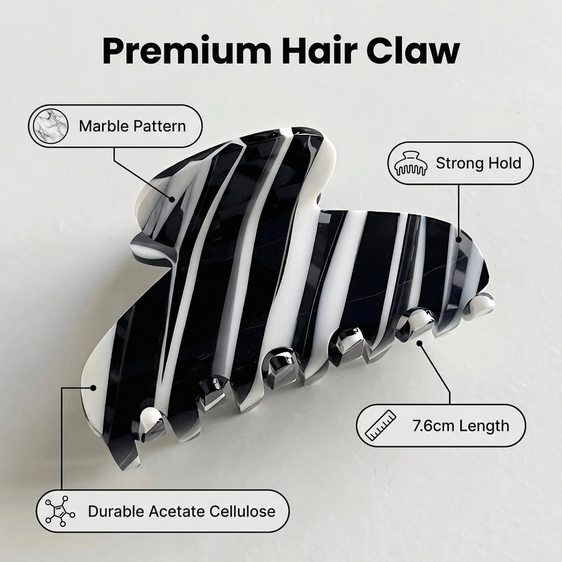 Medium Acetate Striped Hair Claw Clip for Women