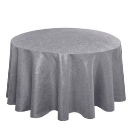 Hiasan Table Cloth Round Linen Tablecloth 120 Inch - Wrinkle and Stain Resistant Washable Polyester Fabric Table Cloth for Dining Room Kitchen Party, Grey