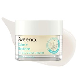Aveeno Calm + Restore - Gel hidratante facial de avena para pieles sensibles, de rápida absorción, calmante y ligera crema en gel con avena prebiótica y matricaria, sin fragancia e hipoalergénico, 1.7